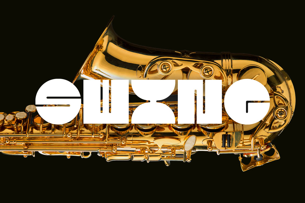 Swing con sassofono - lettering e progettazione di caratteri tipografici